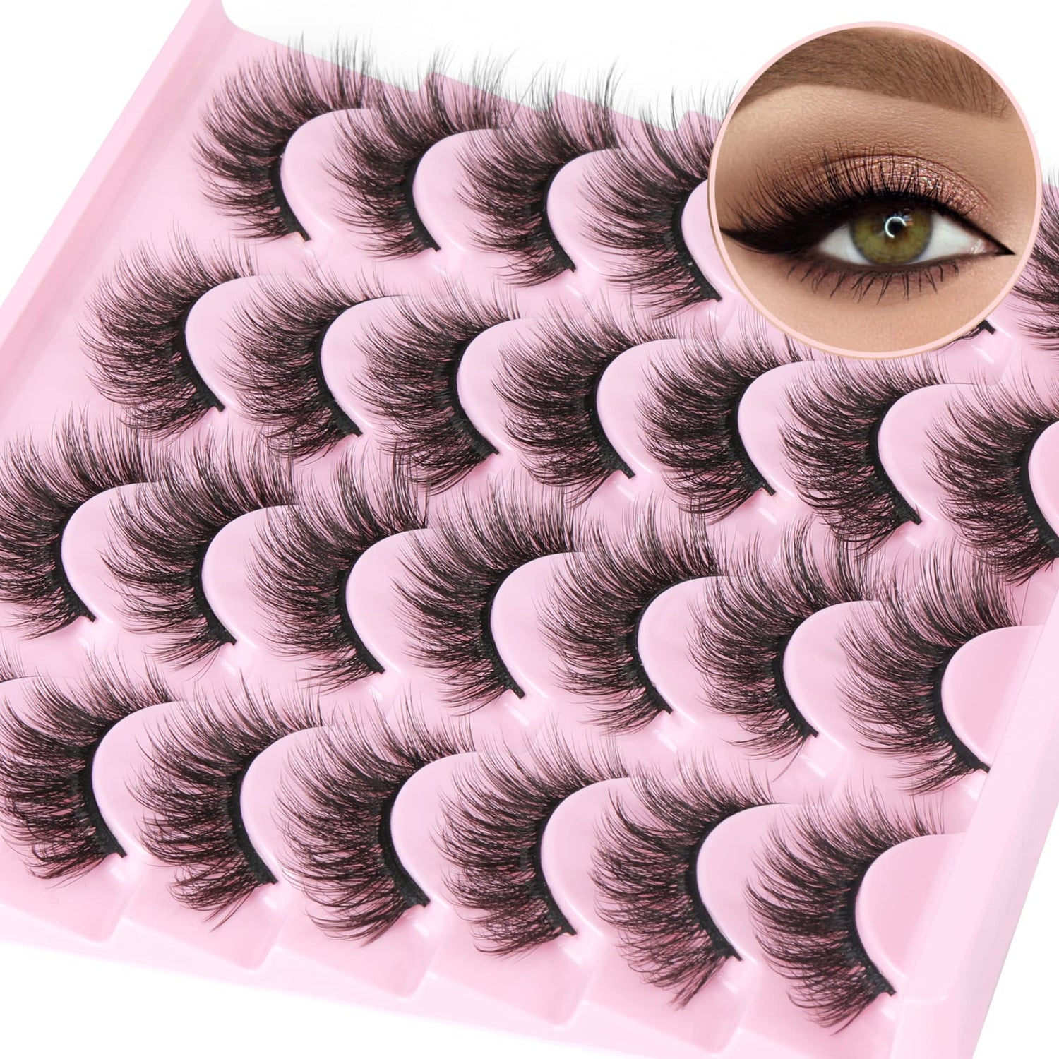 14 Pairs Wispy Mink Lashes False Eye Lashes Natural Look 5D Volume 16mm Fake Eyelashes Pack by TNFVLONEINS