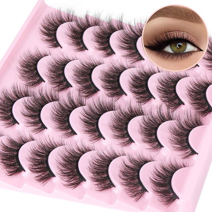 14 Pairs Wispy Mink Lashes False Eye Lashes Natural Look 5D Volume 16mm Fake Eyelashes Pack by TNFVLONEINS