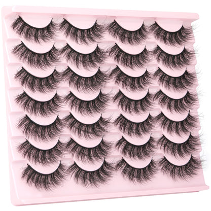 14 Pairs Wispy Mink Lashes False Eye Lashes Natural Look 5D Volume 16mm Fake Eyelashes Pack by TNFVLONEINS