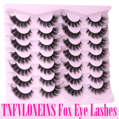 14 Pairs Wispy Mink Lashes False Eye Lashes Natural Look 5D Volume 16mm Fake Eyelashes Pack by TNFVLONEINS