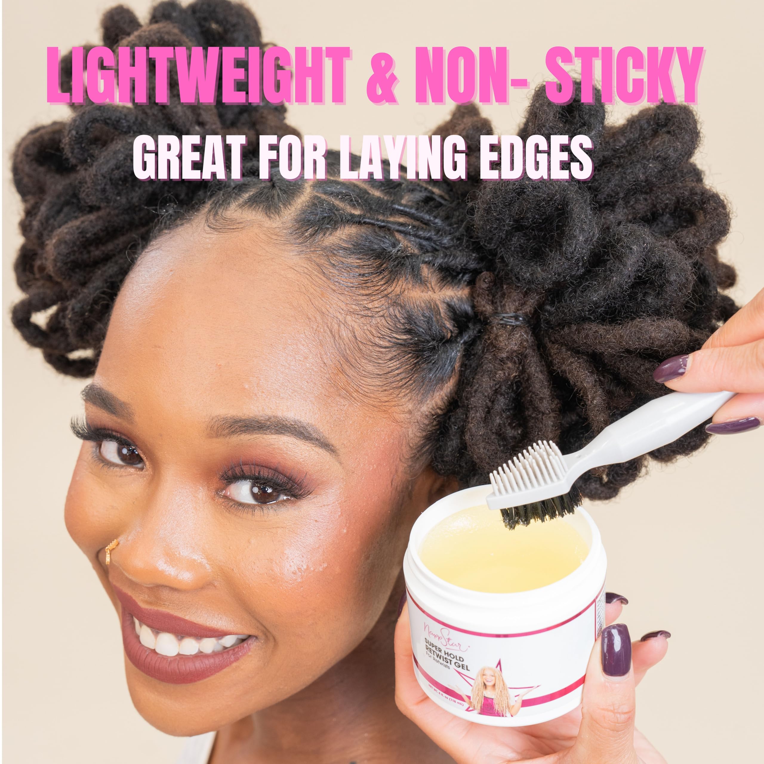 NappStar Super Hold Retwist Gel, Strong Hold for Locs and Edges, Non-Flaking, 4 Fl Oz