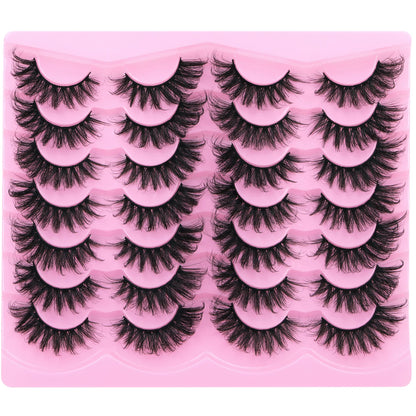 14 Pairs Wispy Mink Lashes False Eye Lashes Natural Look 5D Volume 16mm Fake Eyelashes Pack by TNFVLONEINS