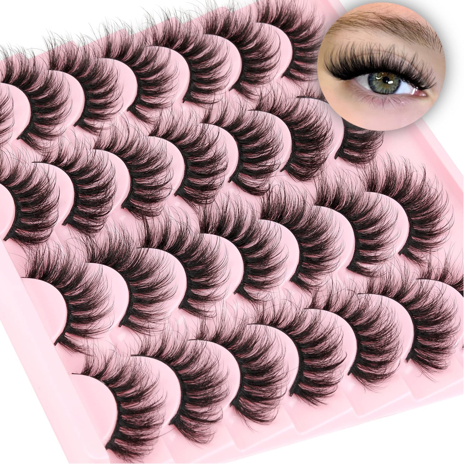 14 Pairs Wispy Mink Lashes False Eye Lashes Natural Look 5D Volume 16mm Fake Eyelashes Pack by TNFVLONEINS