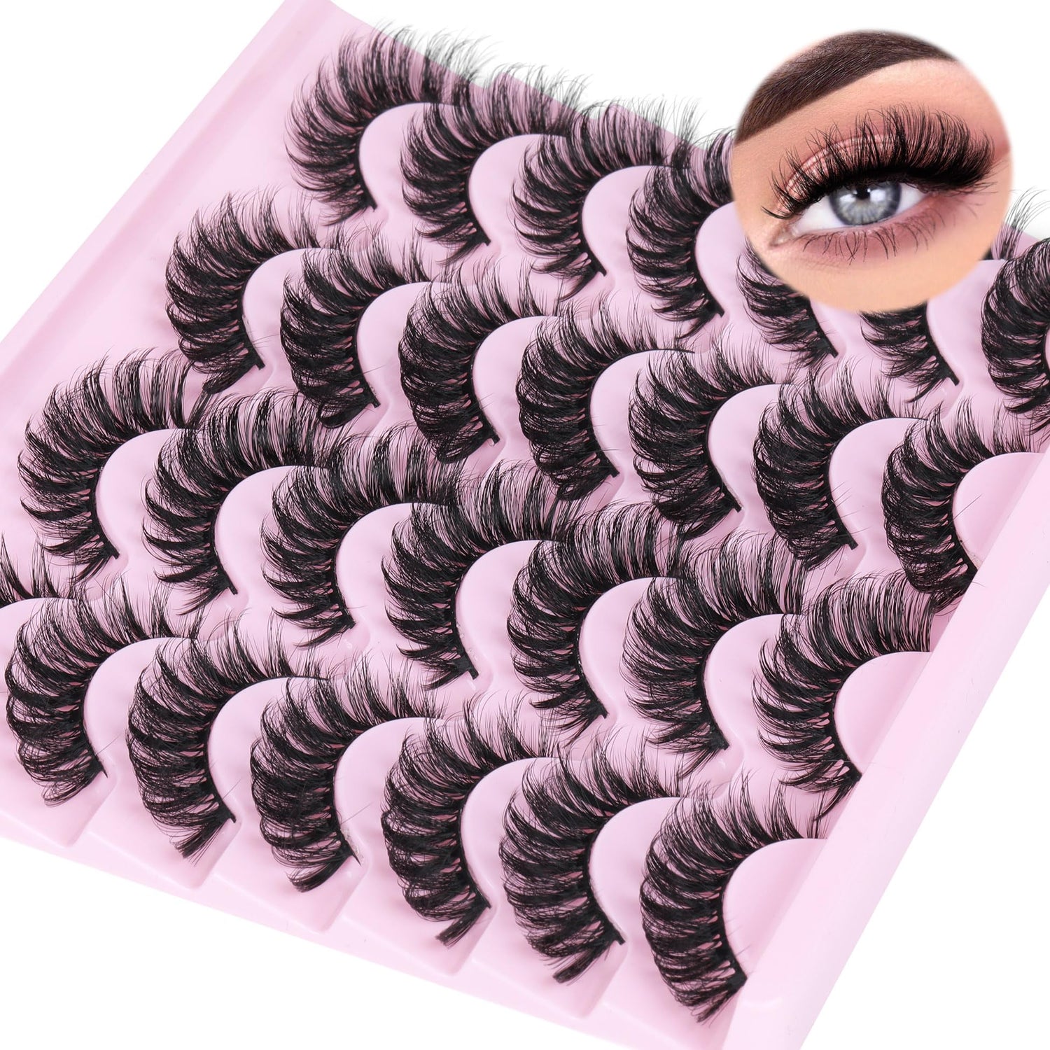 14 Pairs Wispy Mink Lashes False Eye Lashes Natural Look 5D Volume 16mm Fake Eyelashes Pack by TNFVLONEINS
