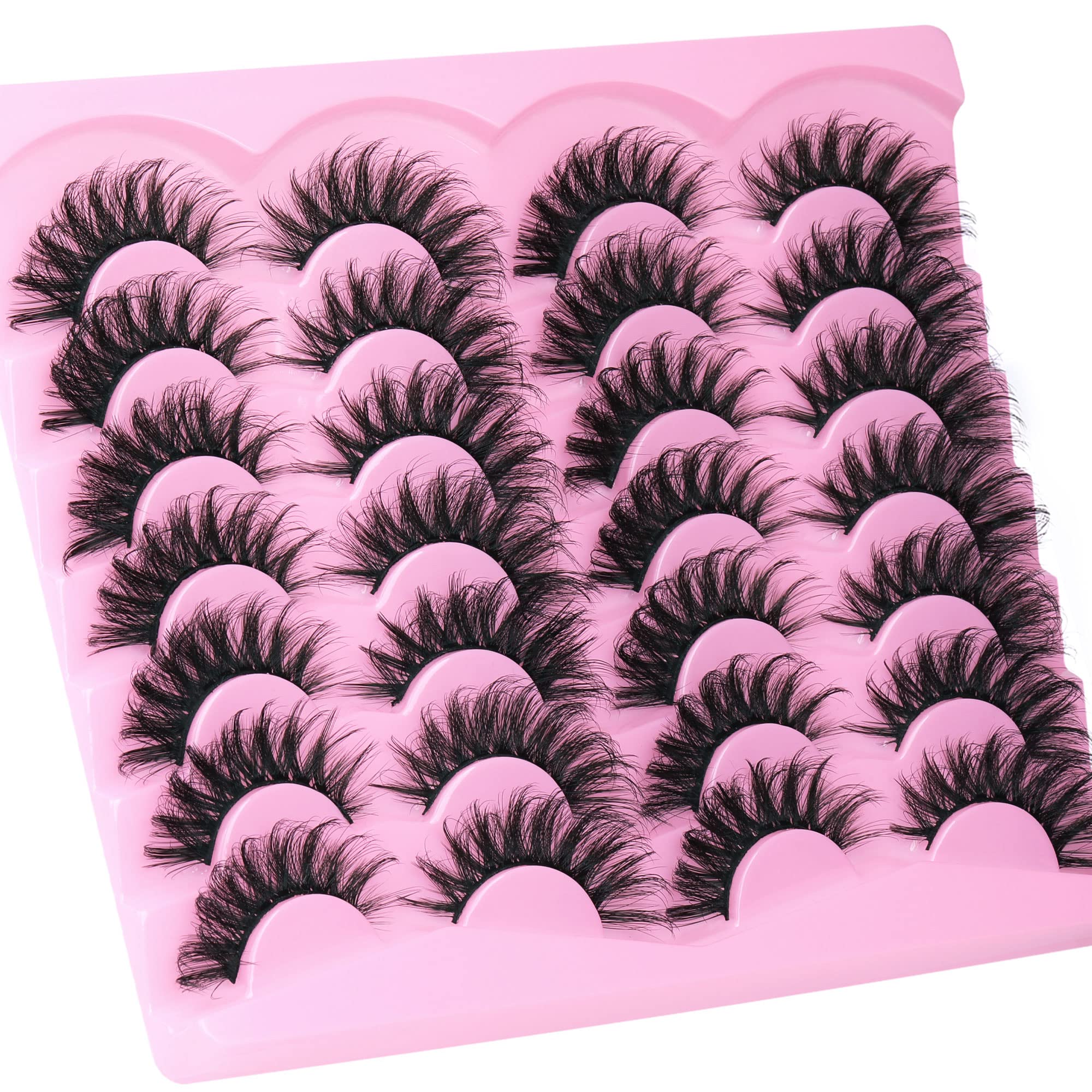 14 Pairs Wispy Mink Lashes False Eye Lashes Natural Look 5D Volume 16mm Fake Eyelashes Pack by TNFVLONEINS