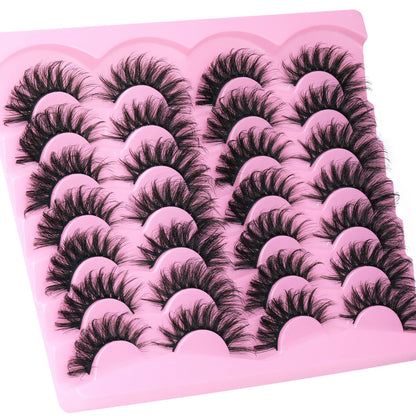 14 Pairs Wispy Mink Lashes False Eye Lashes Natural Look 5D Volume 16mm Fake Eyelashes Pack by TNFVLONEINS