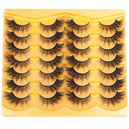 14 Pairs Wispy Mink Lashes False Eye Lashes Natural Look 5D Volume 16mm Fake Eyelashes Pack by TNFVLONEINS