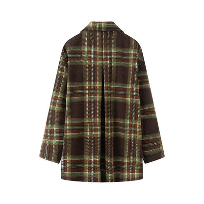 Plaid woolen coat
