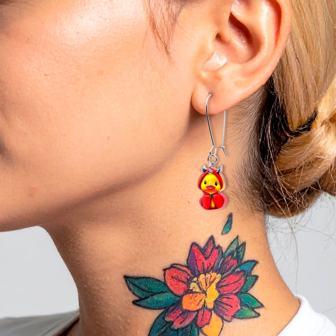 Hot Litle Devil Duck Dangle Earrings by Onyx O