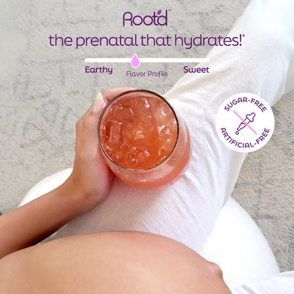 Image of a person holding a glass of pink drink with ice, showcasing the Growing Together Bundle - The Hydrating Multivitamin