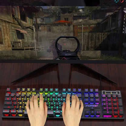 104 Keys Wired Keyboard RGB Colorful Gaming Keyboard