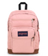 Jansport COOL STUDENT Backpack in Misty Rose, featuring multiple pockets, a sturdy handle, and a stylish design.