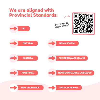 Image of The Fidget Game: Sight Words Edition showing alignment with provincial standards, featuring a QR code and directiona