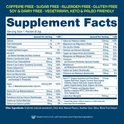 Supplement facts for Growing Together Bundle - The Hydrating Multivitamin, highlighting nutritional information and dietary b
