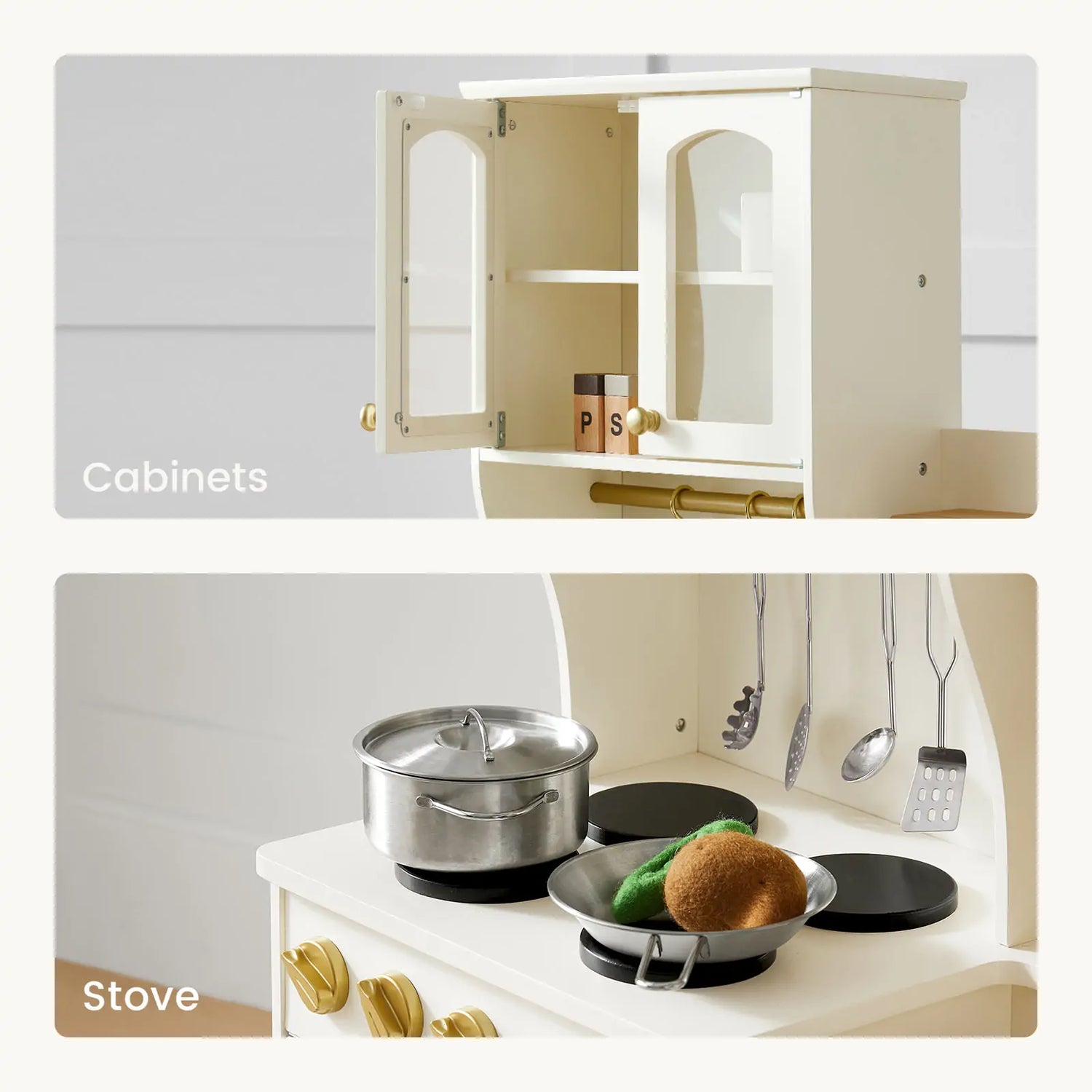 Tiny Land® Wooden Play Kitchen with Storage for Creative Toddlers