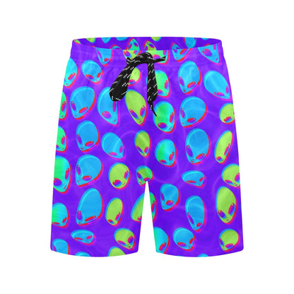 Purple Alien Vapor Glitch Swim Shorts