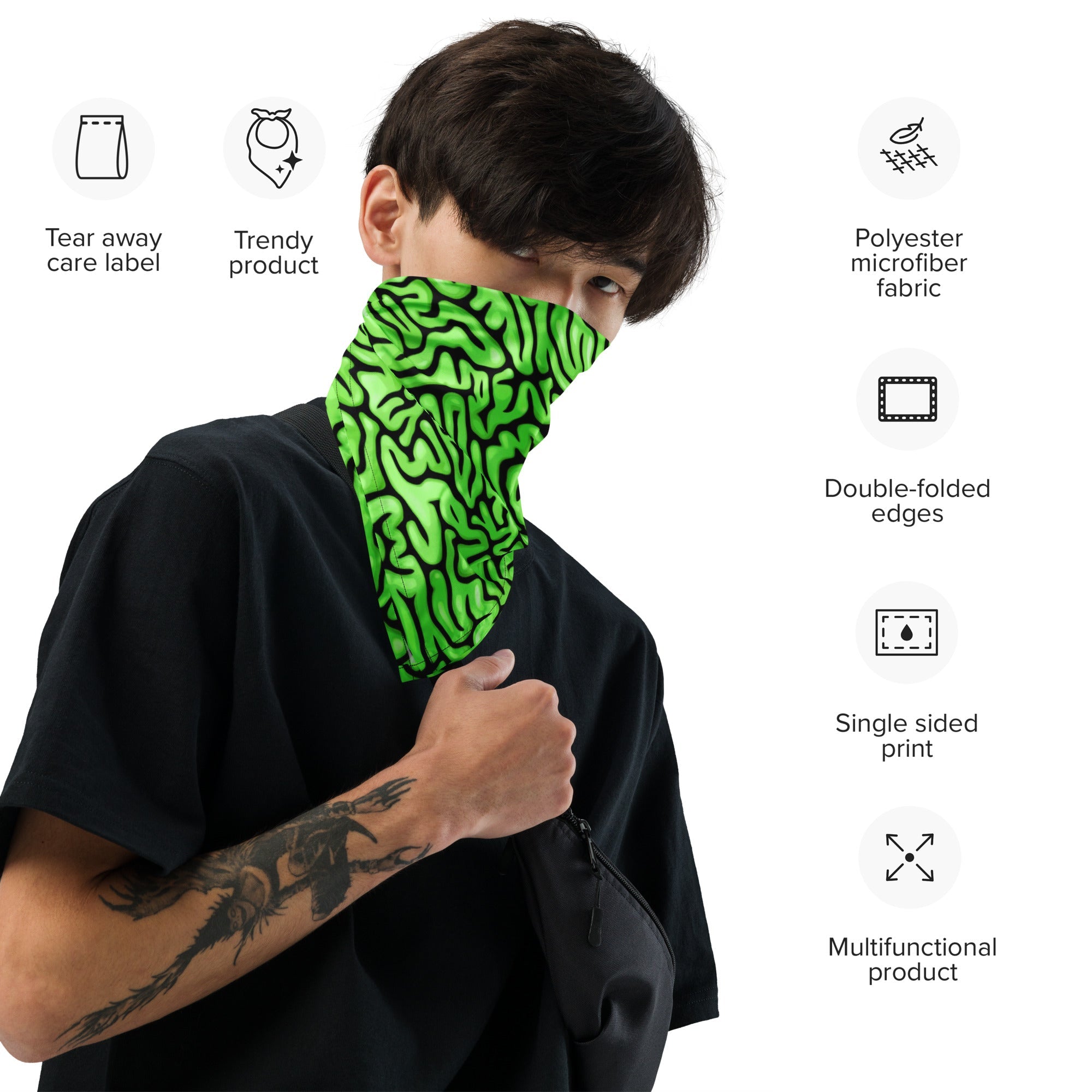 Halloween Green Brains Rave Bandana