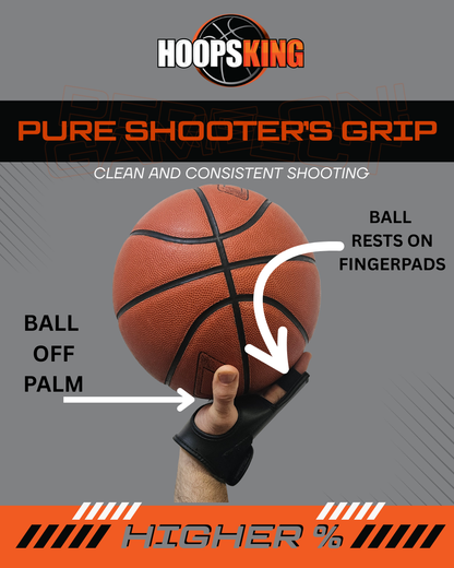 Perfect Jump Shot Glove | Basketball Shooting Glove with a basketball resting on fingerpads, showcasing grip design for clean