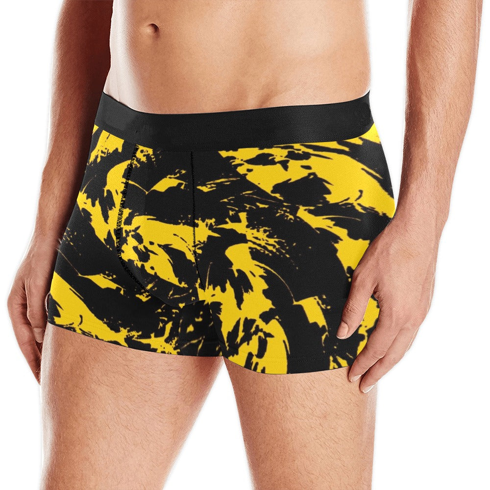Black and Yellow Paint Splatter Graffiti Boxer Briefs