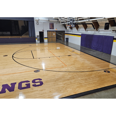 Offensive Spacing Training Spot Markers, 16", placed on a basketball court floor for practice and drills.