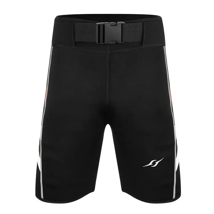 Black S.W.A.G. Weighted Training Shorts with a secure belt, designed to hold up to 15 lbs, featuring white side accents.