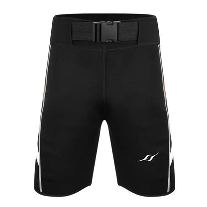 Black S.W.A.G. Weighted Training Shorts with a secure belt, designed to hold up to 15 lbs, featuring white side accents.