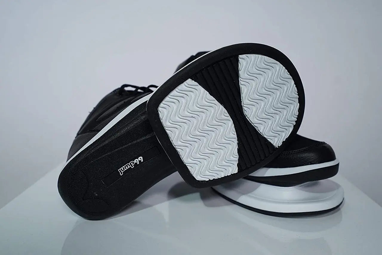 Jump 99 Plyometric Strength Training Shoes with a black upper and textured white outsole, showcasing their unique design.