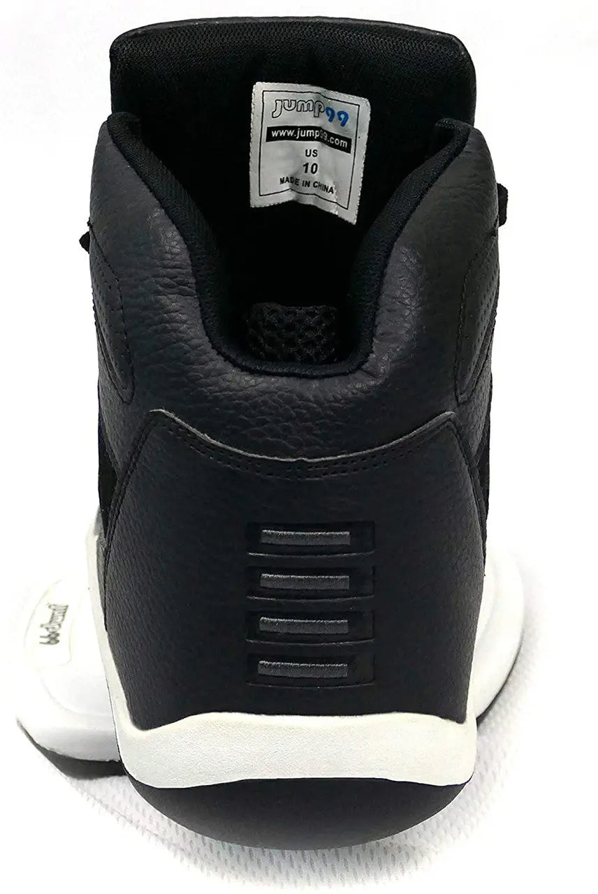 Black Jump 99 Plyometric Strength Training Shoes with a padded collar and white sole, showing the rear view and size label.
