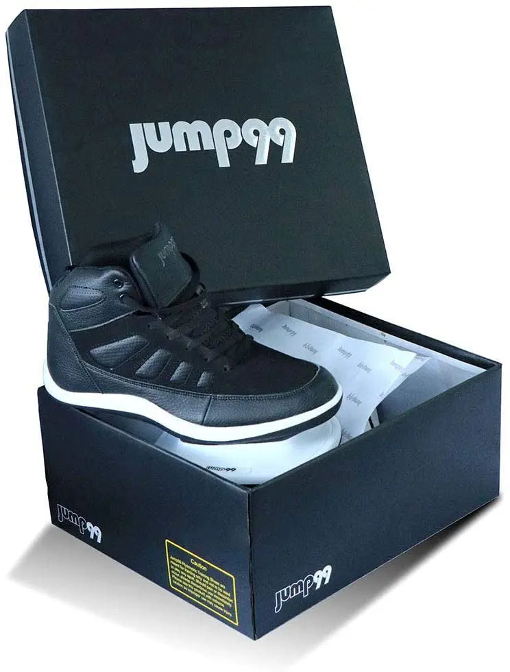 Jump 99 Plyometric Strength Training Shoes in a black box, showcasing the shoes with a sleek design and padded collar.