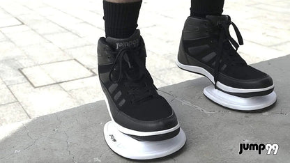 Jump 99 Plyometric Strength Training Shoes feature a high-top design with a black upper and a unique white sole for enhanced 