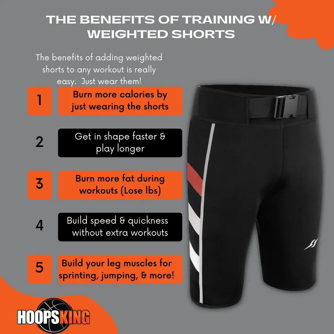 S.W.A.G. Weighted Training Shorts in black with red and white accents, showcasing benefits of using weighted shorts for worko
