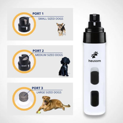 Silent Groom Pro grooming tool with three adjustable ports for small, medium, and large dogs, featuring a sleek design.