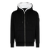 MOOSE KNUCKLES CLASSIC BUNNY MEN Zip-Up Hoodie in black with white fur lining, featuring a front zipper and side pockets.