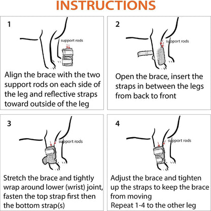 NeoAlly 3-in-1 Front Leg Dog Splint Brace: Rigid &amp; Spring Inserts, Safety Reflective Straps (Pair)
