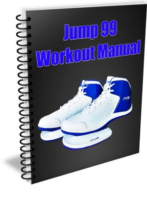 Jump 99 Training Shoes manual featuring a spiral-bound cover with an image of the shoes and bold text on a black background.